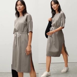 Everlane Luxe Cotton Tie-Front Tee Dress